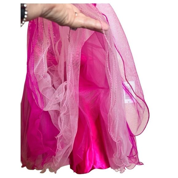 NWT Blush Prom by Alexia 9279 Hot Pink One-Shoulder Beaded Dress Sz 6 - Picture 8 of 16